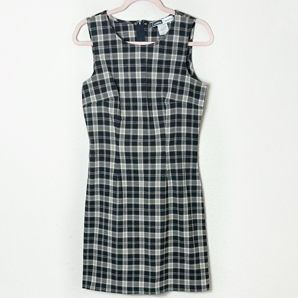 California Concepts Plaid Sleeveless Sheath Dress houndstooth size Small - Picture 1 of 7